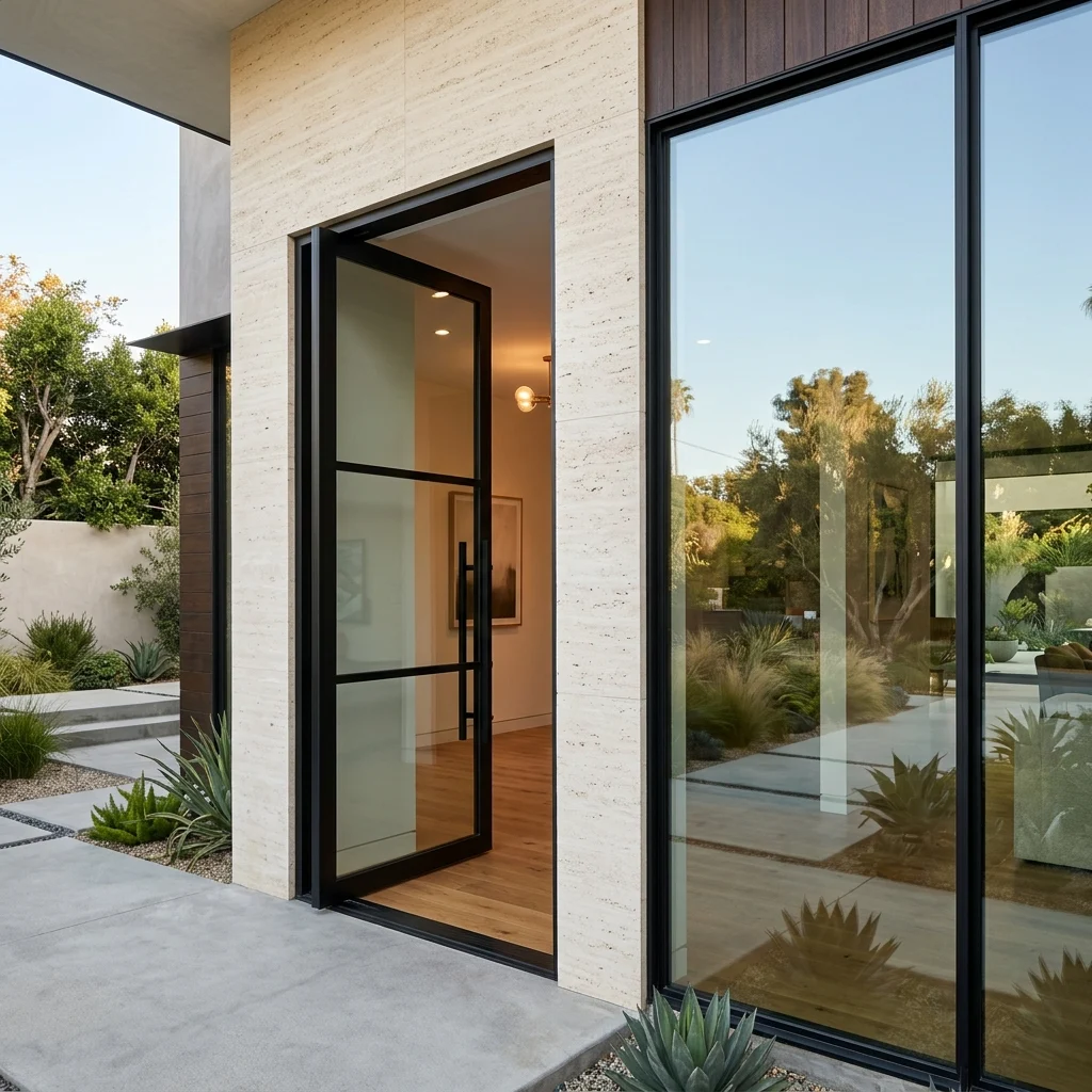 Modern entry door and energy-efficient windows by Master in Design