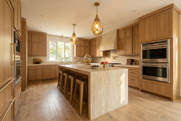 Kitchen Remodeling in Tarzana — Master in Design Oak Waterfall Island